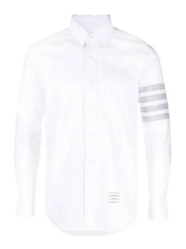 4 Bar Stripe Long Sleeve Shirt White - THOM BROWNE - BALAAN 2