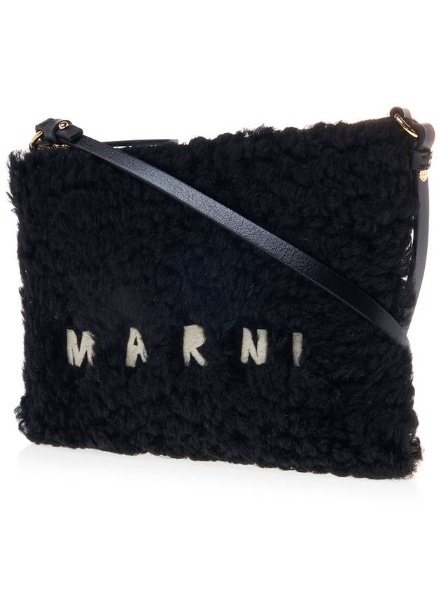 Logo Fur Clutch Bag Black - MARNI - BALAAN 3