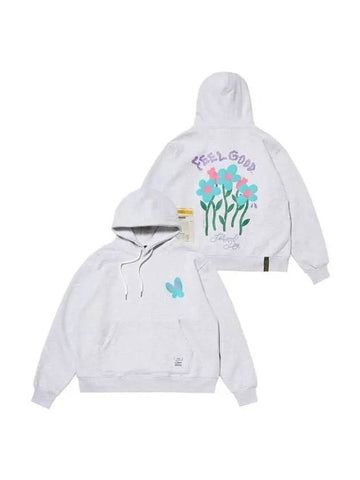 FLOWER OVERSIZED HOODIE WHITE MELANGE Melange gray 270363 - STIGMA - BALAAN 1