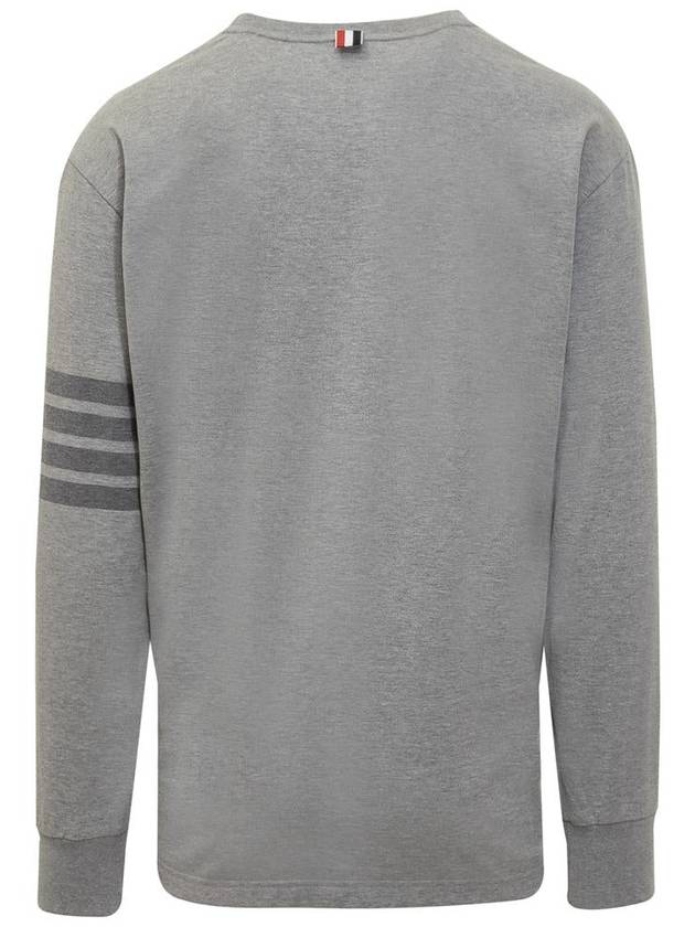 4 Bar Armband Tonal Long Sleeve T-Shirt Grey - THOM BROWNE - BALAAN 3