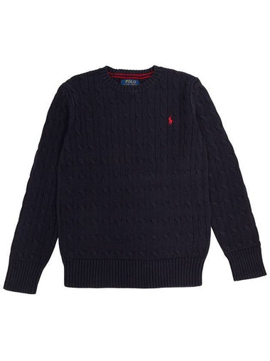 Kids Pony Logo Crew Neck Knit Top Navy - POLO RALPH LAUREN - BALAAN 1