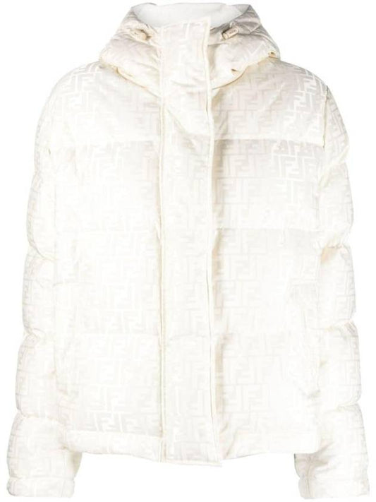monogram technical fabric down jacket white - FENDI - BALAAN 1
