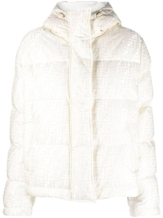 Monogram Technical Fabric Down Jacket White - FENDI - BALAAN 1