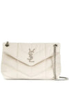 Puffer Quilted Lambskin Small Chain Shoulder Bag White - SAINT LAURENT - BALAAN 1