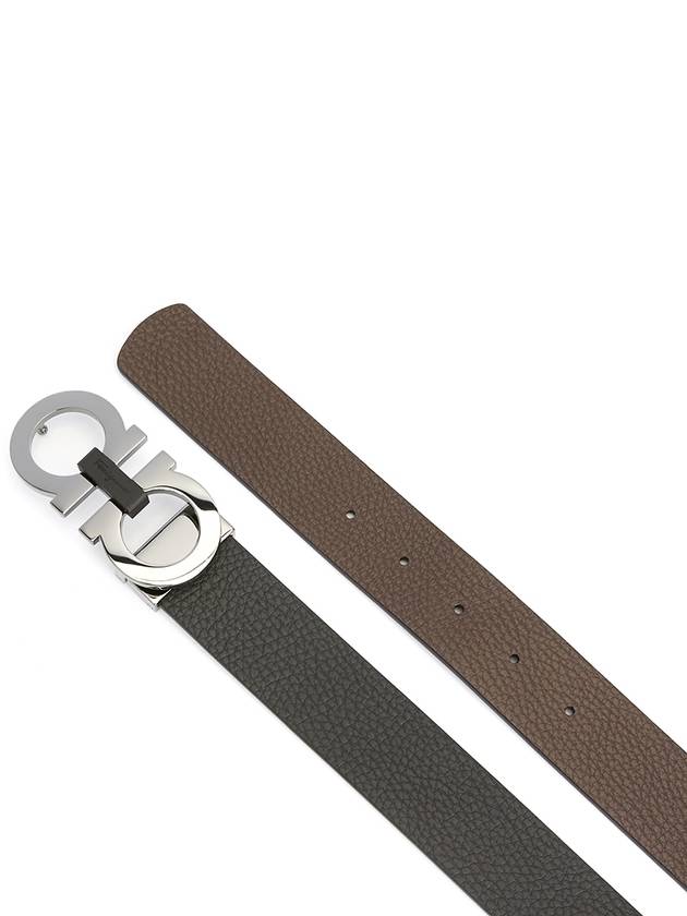 Reversible Gancini Belt Black Hickory - SALVATORE FERRAGAMO - BALAAN 5