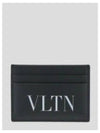 VLTN Logo Print Leather Card Wallet Black - VALENTINO - BALAAN 2