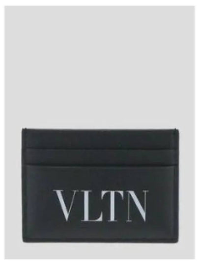 VLTN Logo Print Leather Card Wallet Black - VALENTINO - BALAAN 2