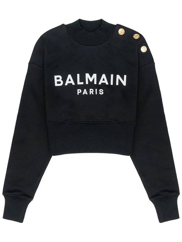 Logo Print Crop Sweatshirt Black - BALMAIN - BALAAN 3