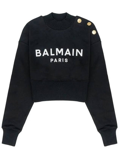 Logo Print Crop Sweatshirt Black - BALMAIN - BALAAN 2