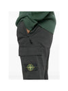 Stretch Cotton Wool Satin Straight Pants Black - STONE ISLAND - BALAAN 5