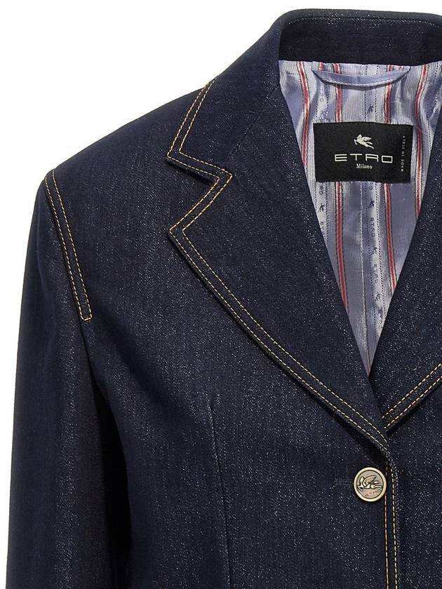 Etro Single-Breasted Denim Blazer - ETRO - BALAAN 3