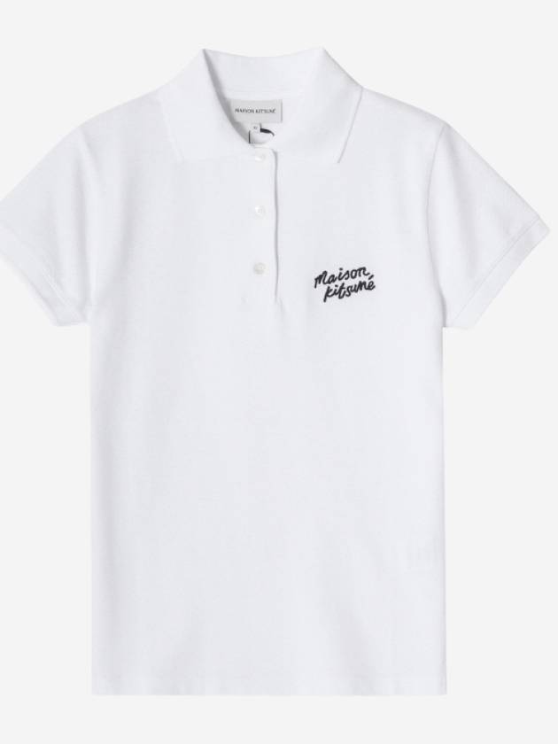 Handwriting Regular Fit Cotton Polo Shirt White - MAISON KITSUNE - BALAAN 2