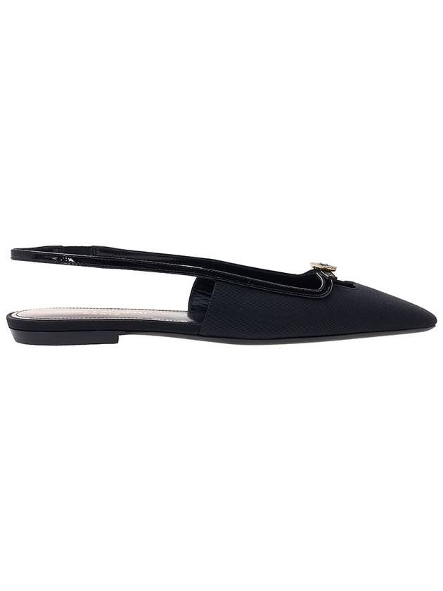 Blade Ottoman Fabric Patent Leather Slingback Flats Black - SAINT LAURENT - BALAAN 3