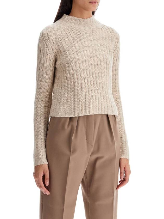 Alloa Wool Cashmere Crop Knit Top Beige - MAX MARA - BALAAN 3