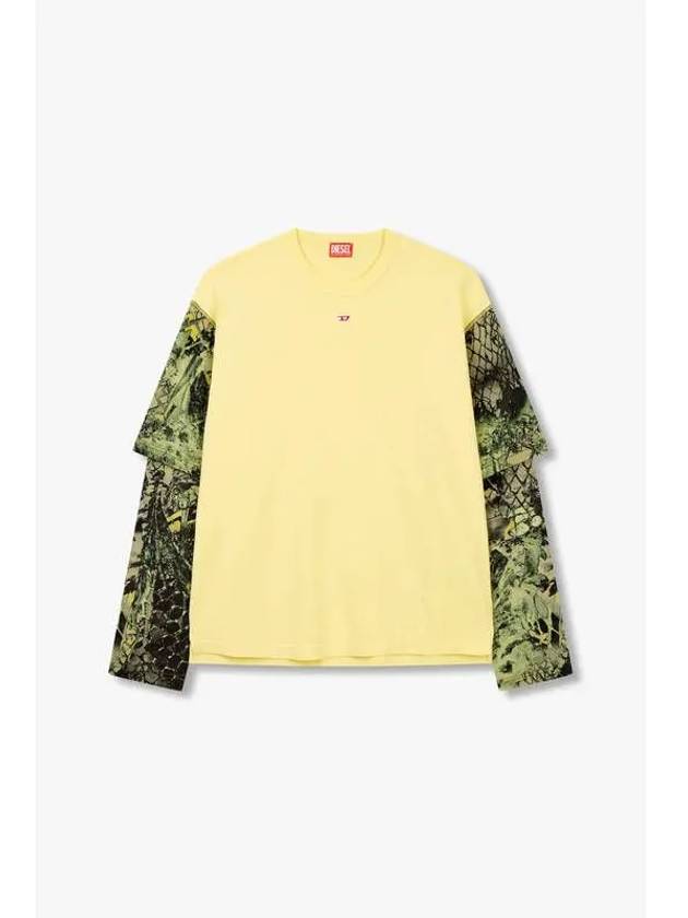 Men s Print Sleeve Layered T Shirt Yellow - DIESEL - BALAAN 1