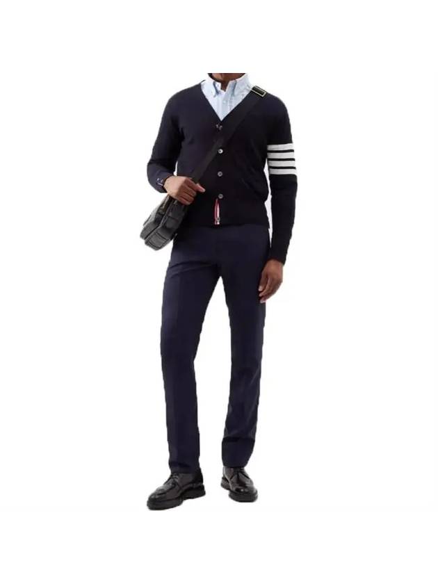 Men's Sustainable Classic Diagonal Wool Cardigan Navy - THOM BROWNE - BALAAN 9