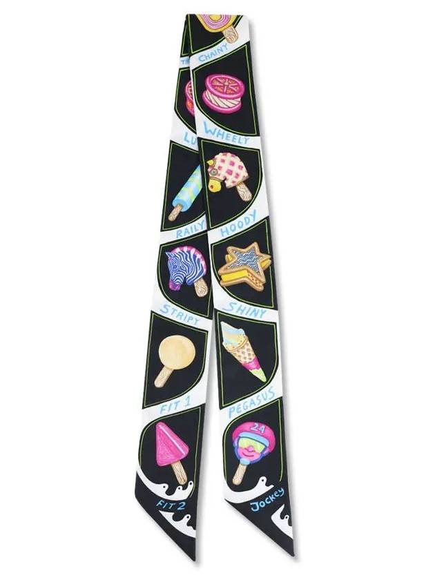 Funny Ice Cream Twilly Scarf Noir - HERMES - BALAAN 2