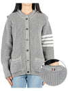 Cotton Jersey Flower 4 Bar V Neck Cardigan Grey - THOM BROWNE - BALAAN 2