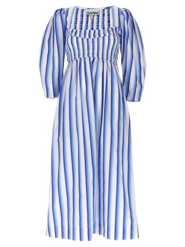 Striped Long Dress Blue - GANNI - BALAAN 1