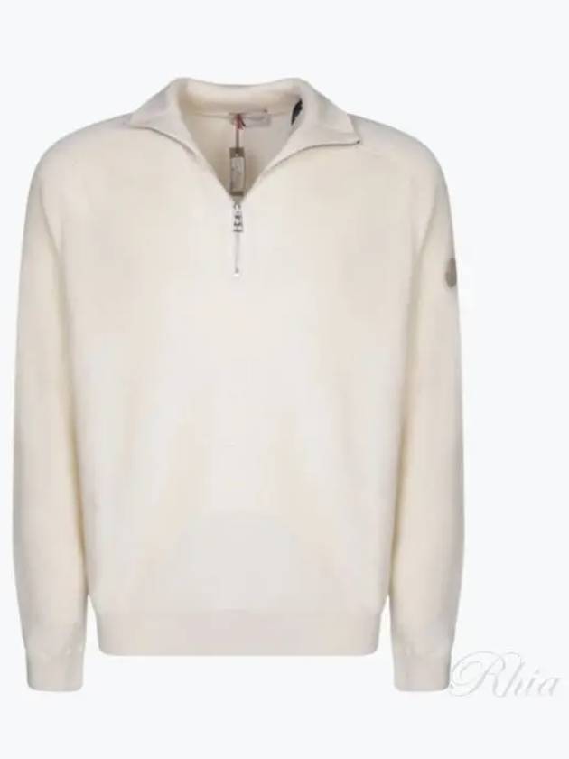 Cotton Cashmere Half Zip Knit Top White - MONCLER - BALAAN 2