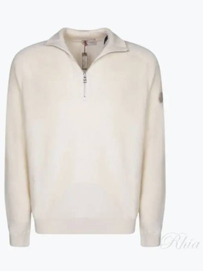 Cotton Cashmere Half Zip Knit Top White - MONCLER - BALAAN 2