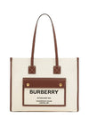 Freya Small Canvas Leather Tote Bag Natural Tan - BURBERRY - BALAAN 2