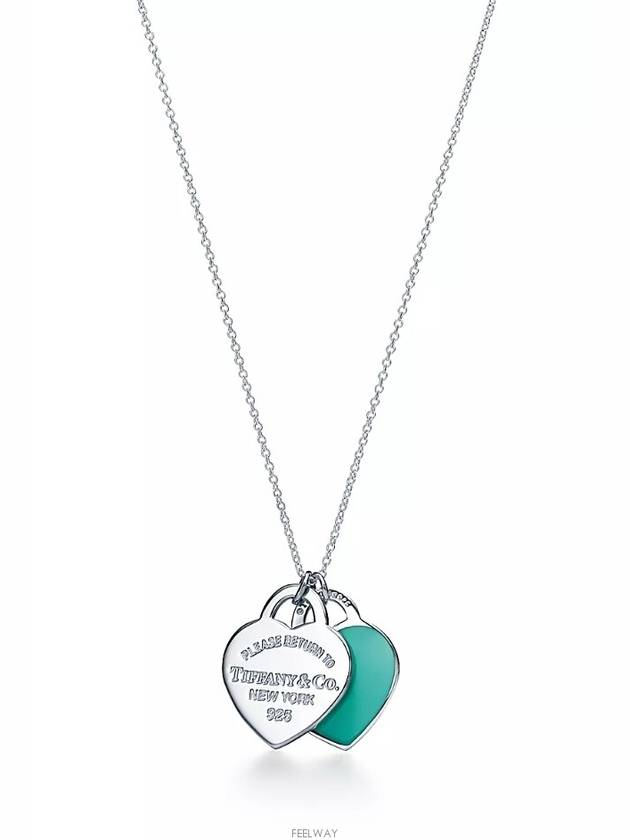 Tiffany Return to Blue Double Heart Tag Pendant Silver Necklace - TIFFANY & CO. - BALAAN 2