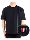 RWB Stripe Cotton Short Sleeve T-shirt Navy - THOM BROWNE - BALAAN 2