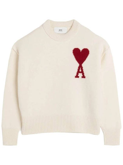 Big Heart Logo Knit Top White - AMI - BALAAN 2