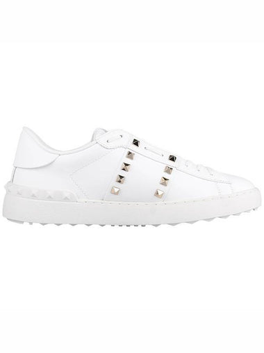 Rockstud Untitled Open Low Top Sneakers White - VALENTINO - BALAAN 1