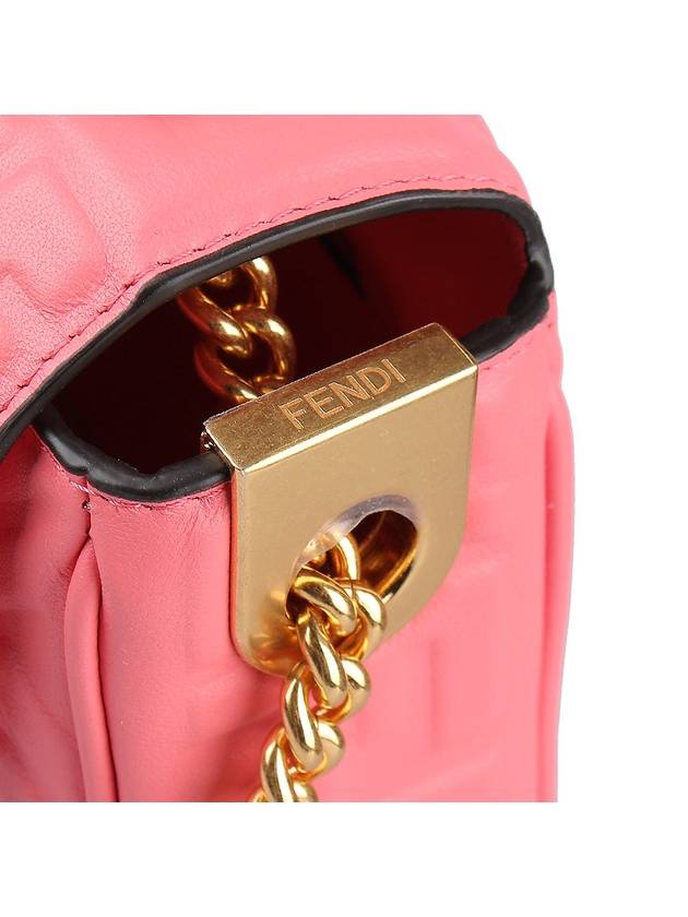 baguette emboss FF chain mini shoulder bag pink - FENDI - 10