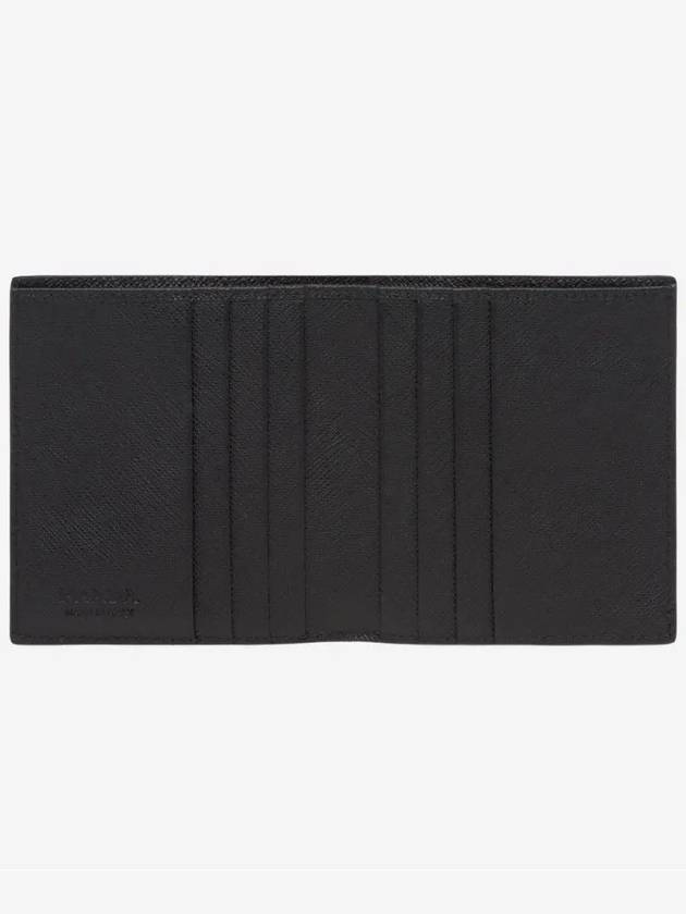 Saffiano Triangle Logo Half Wallet Black - PRADA - BALAAN 3