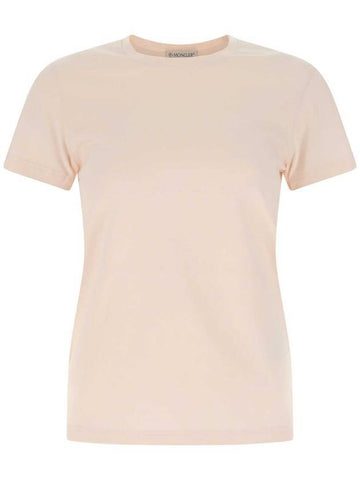 Cotton Logo Patch Short Sleeve T-Shirt Pink - MONCLER - BALAAN 1