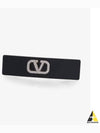 V Logo Signature Swarovski Crystal Resin Hair Clip Black - VALENTINO - BALAAN 2