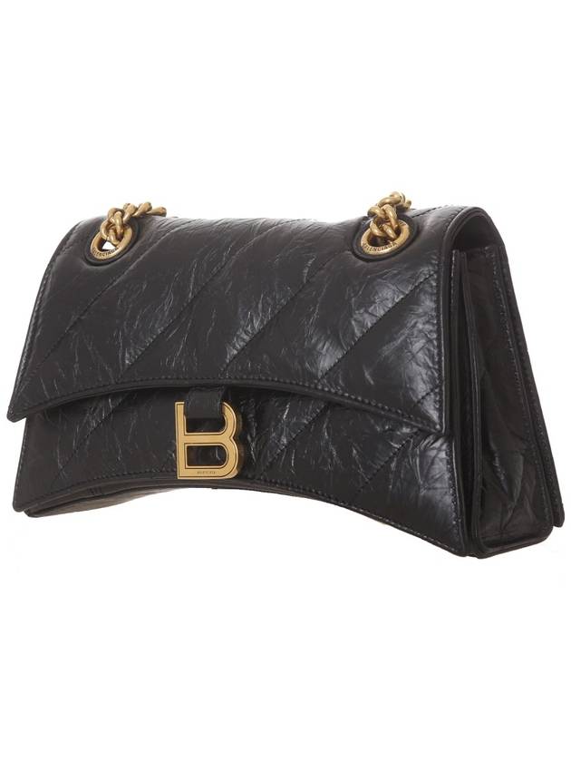 Women's Crush Logo Gold Chain Small Shoulder Bag Black - BALENCIAGA - BALAAN 3