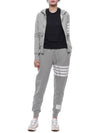 Engineered 4-Bar Stripe Loopback Jersey Knit Zip Up Hoodie Light Grey - THOM BROWNE - BALAAN 4