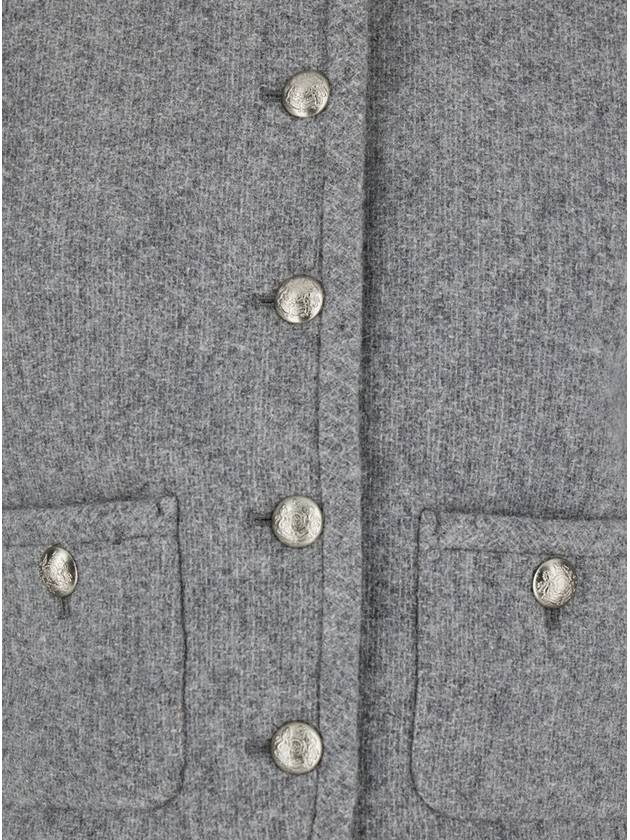 Grey Crewneck Jacket With Buttons On The Front In Wool Blend Woman - DUNST - BALAAN 3