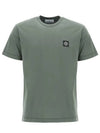 Logo Patch Short Sleeves T-Shirt Green - STONE ISLAND - BALAAN 2