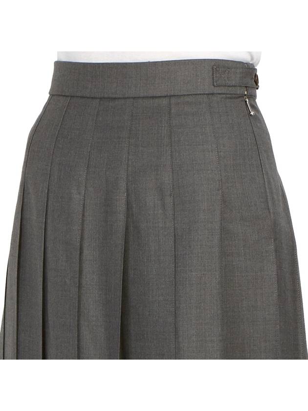 Super 120S Twill Below Knee Pleated Skirt Medium Grey - THOM BROWNE - BALAAN 9