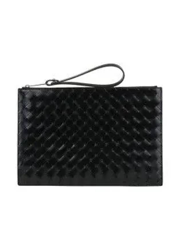 Intrecciato Medium Clutch Bag Black - BOTTEGA VENETA - BALAAN 2