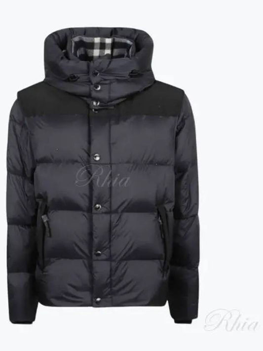 Men's Side Pocket Zip Padded Jacket Navy - BURBERRY - BALAAN 2