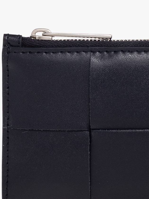 Intrecciato Leather Silver Zipper Card Wallet Navy - BOTTEGA VENETA - BALAAN 6