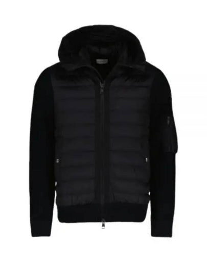 Logo Patch Padded Wool Cardigan Black - MONCLER - BALAAN 2