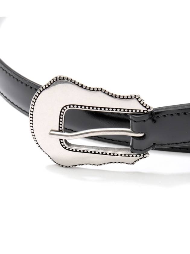 Metal Buckle Leather Belt Black - CELINE - BALAAN 3