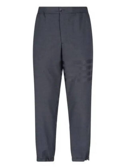 Plain Weave 4-Bar Elastic Waist Track Pants Dark Grey - THOM BROWNE - BALAAN 2