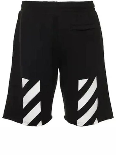 Off White Diag Print Cotton Jersey Sweat Shorts Black - OFF WHITE - BALAAN 1