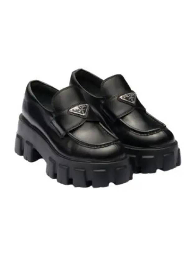 Monolith Brushed Leather Platform Loafers Black - PRADA - BALAAN 2