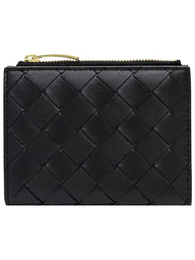 Intrecciato Small Leather Half Wallet Black - BOTTEGA VENETA - BALAAN 2