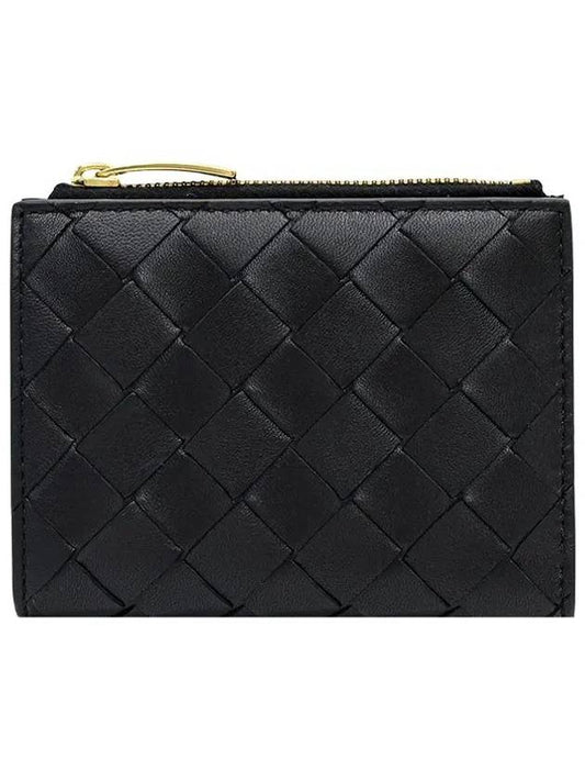 Intrecciato Small Leather Half Wallet Black - BOTTEGA VENETA - BALAAN 2