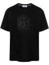 Men's Logo Print Crew Neck Short Sleeve T-Shirt Black - STONE ISLAND - BALAAN 2